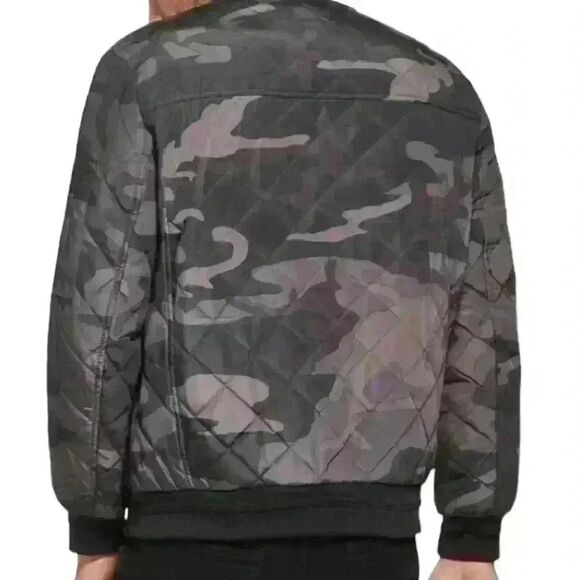Calvin Klein Quilted Baseball Jacket S Camo Diamond Stitch  Full Zip Pockets NWT - Picture 2 of 13